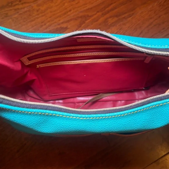 Dooney & Bourke Pebble Grain Rebecca Hobo – Teal with Tan Trim - Picture 6 of 11